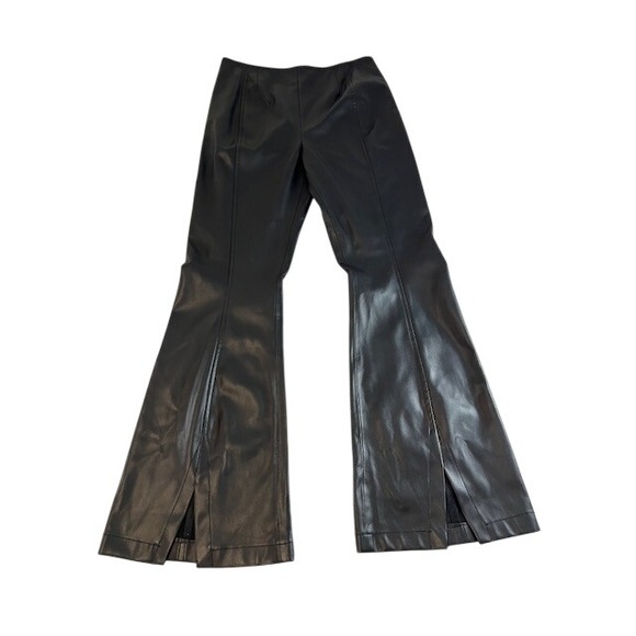 We The Free Pants - WE THE FREE Black Faux Leather Flare Split Leg Pants Womens Size 31